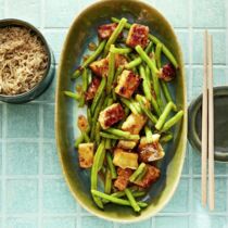 Tofu süßsauer mit grünen Bohnen