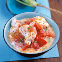Seeteufel in scharfer Kokossauce mit Tomaten