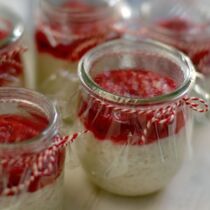 Milchreis-Snack mit Himbeeren