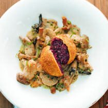 Rotkohlknödel mit Enten-Pilz-Geschnetzeltem Rotkohlknödel mit Enten-Pilz-Geschnetzeltem