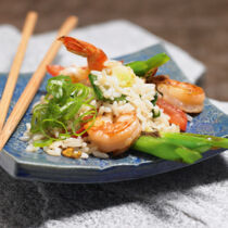 Reispfanne mit Garnelen