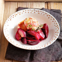 Rote Bete mit Quitten und Speck-Ziegenkäse