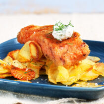 Senf-Fischstäbchen mit Dillschmand