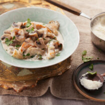 Geschnetzeltes mit Blumenkohlpüree Geschnetzeltes mit Blumenkohlpüree