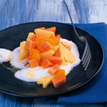 Exotischer Obstsalat mit Kokos-Limetten-Joghurt