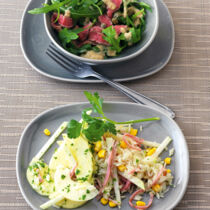 Kohlrabi-Reis-Salat mit Schinken