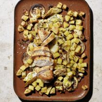 Zitronenhähnchen mit Artischocken und Kartoffeln