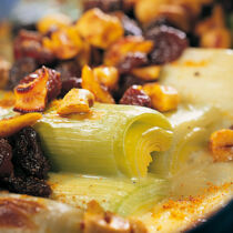 Überbackener Rosinenlauch