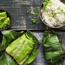 Welsfilet im Bananenblatt Welsfilet im Bananenblatt