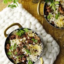 Reis mit Sauerkraut und Hackfleisch