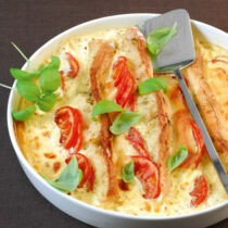 Italienischer Brotauflauf mit Pesto