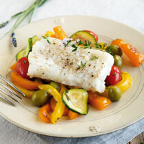 Steinbeißer auf Ofengemüse