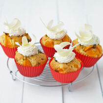 Mango-Cupcakes mit weißer Schokolade