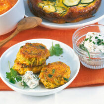 Kürbisküchlein mit Kräuterquark Kürbisküchlein mit Kräuterquark