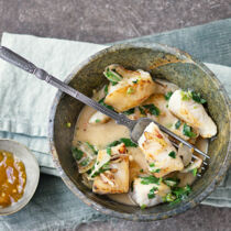 Gebratener Fisch mit Ingwersauce