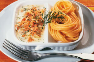 Spaghetti mit Lachs-Sahnesauce