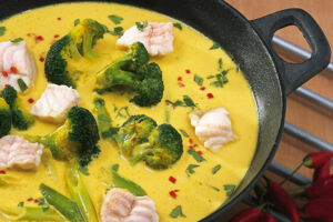 Steinbeißer-Curry mit Brokkoli