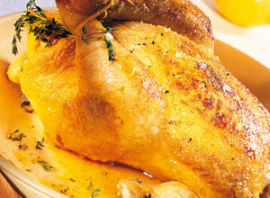 Brathähnchen mit Zitronenfüllung