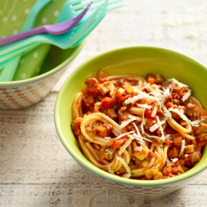 Spaghetti mit Pilz-Bolognese