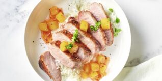 Honig-Entenbrust mit Mangokompott