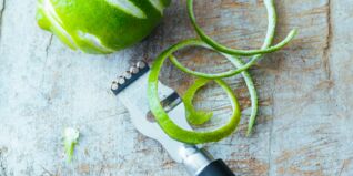 Limette mit Zesten und Ziseliermesser Küchenglossar Unterseite V-Z
