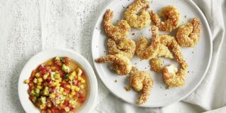 Gebackene Garnelen auf Mangosalsa