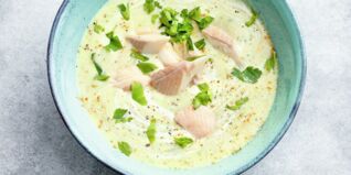 Petersiliensuppe mit Forelle Petersiliensuppe mit Forelle