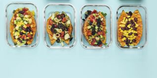 Süsskartoffeln mit viererlei Toppings Süsskartoffeln mit viererlei Toppings