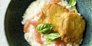 Risotto mit Tomaten, Basilikum und Grüne-Tomaten-Piccata
