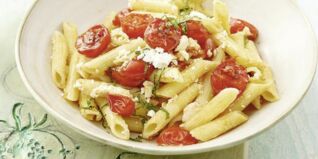 Pasta mit Brattomaten und Feta Pasta mit Brattomaten und Feta