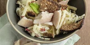 Geräucherte Forelle auf Kohlrabisalat