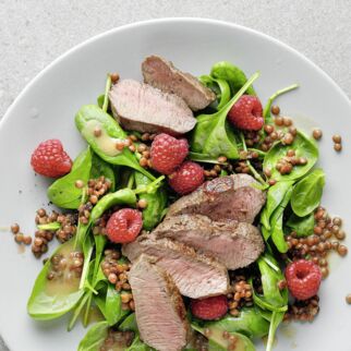 Linsensalat mit Spinat und Lamm Linsensalat mit Spinat und Lamm