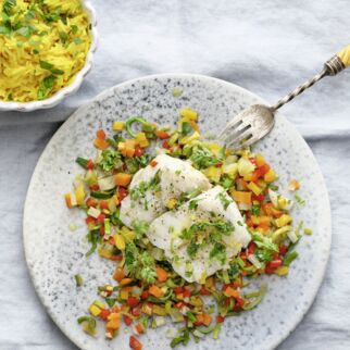 Kabeljau auf Gemüsebett Kabeljau auf Gemüsebett