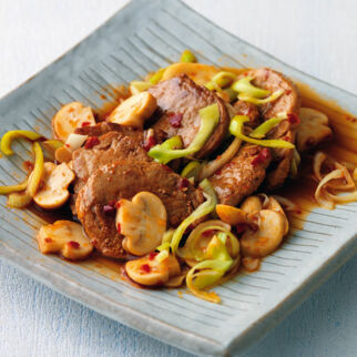 Filet mit Lauch und Pilzen