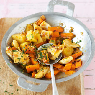 Hähnchenwok mit Quitten und Möhren Hähnchenwok mit Quitten und Möhren