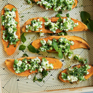 Süßkartoffel-Toast mit Käse-Topping Süßkartoffel-Toast mit Käse-Topping