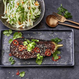 Miso-Auberginen
mit Reissalat Miso-Auberginen
mit Reissalat