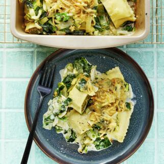 Maultaschenauflauf mit Mangold