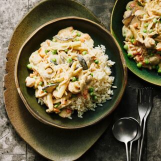 Frikassee mit Kräuterseitlingen Frikassee mit Kräuterseitlingen