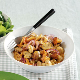 Seitan-Geschnetzeltes mit Pfifferlingen Seitan-Geschnetzeltes mit Pfifferlingen