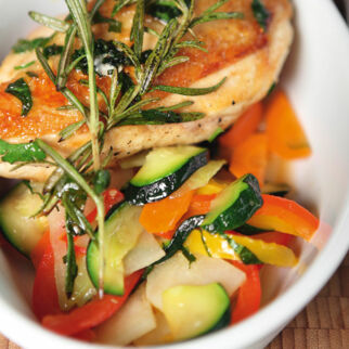 Poulardenbrust mit mariniertem Gem&uuml;se