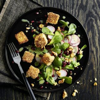 Sesamtofu auf Portulak Sesamtofu auf Portulak