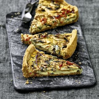 Nussige Pilzquiche mit Ziegenkäse