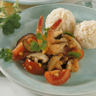 Pilze mit Ingwer und Garnelen Pilze mit Ingwer und Garnelen