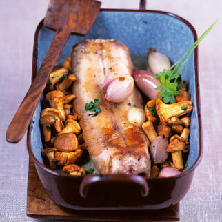 Kaninchenrücken mit Pfifferlingen Kaninchenrücken mit Pfifferlingen