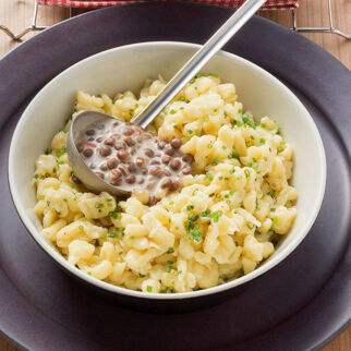 Quarkspätzle mit Sahnelinsen Quarkspätzle mit Sahnelinsen