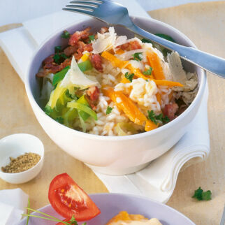 Kürbisrisotto mit Bacon