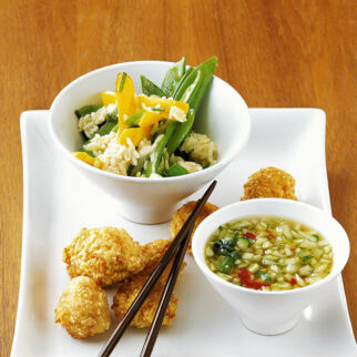 Kokosreis mit Zuckerschoten Kokosreis mit Zuckerschoten