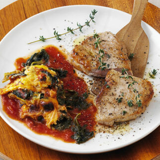 Schnitzel mit Grünkohlgratin Schnitzel mit Grünkohlgratin