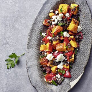 Linsen mit Feta und Ofenkürbis Linsen mit Feta und Ofenkürbis